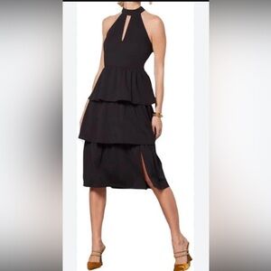 NWT $269 Amanda Uprichard Black Tiered Midi Dress